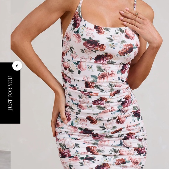 White cami Maxi Dress with Floral Pattern - Picture 3 of 5